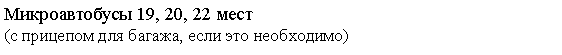 Text Box: Микроавтобусы 19, 20, 22 мест(с прицепом для багажа, если это необходимо)